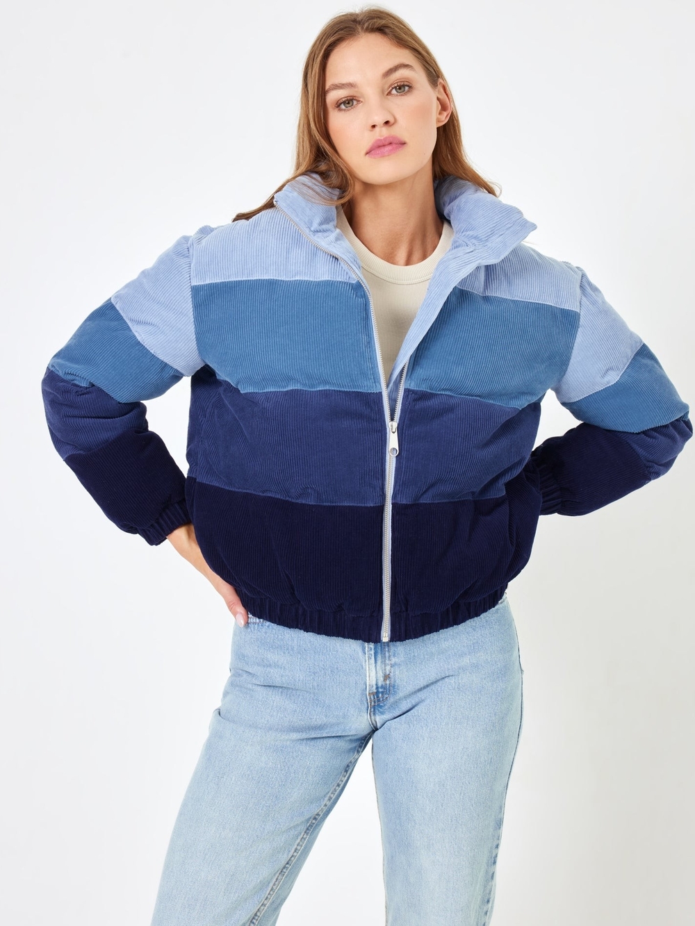 l*space Horizon Jacket Corduroy Colorblock Puffer NWT